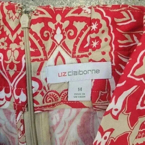 Liz Claiborne Women's Ivory & Red Rayon Floral Print Relaxed Fit Skirt NEW - Picture 10 of 13
